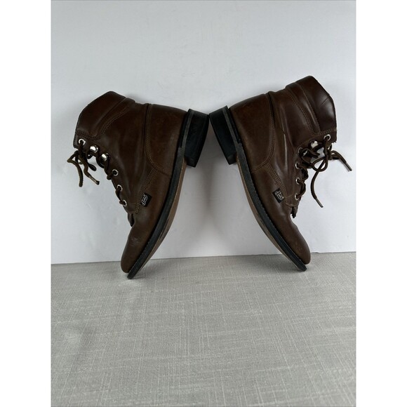 VTG Justin Basics Brown Kiltie Distressed Chore Work Boots Women’s Sz 7.5B - Picture 9 of 16